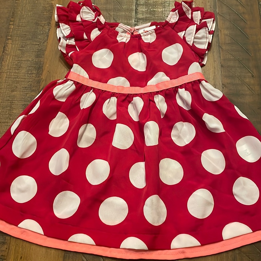 Red and White polka Dot Dress - 12 mo